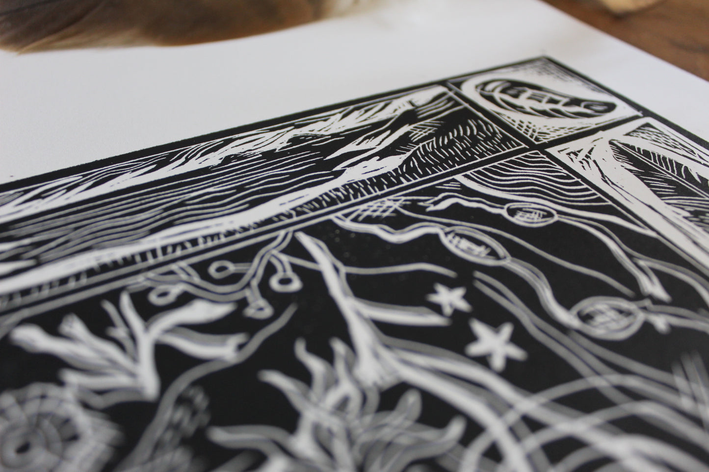 'Gemini' Zodiac, Limited Edition Lino Print, 25x25cm