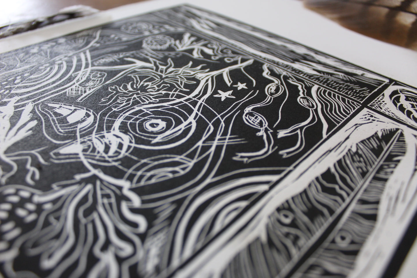 'Gemini' Zodiac, Limited Edition Lino Print, 25x25cm