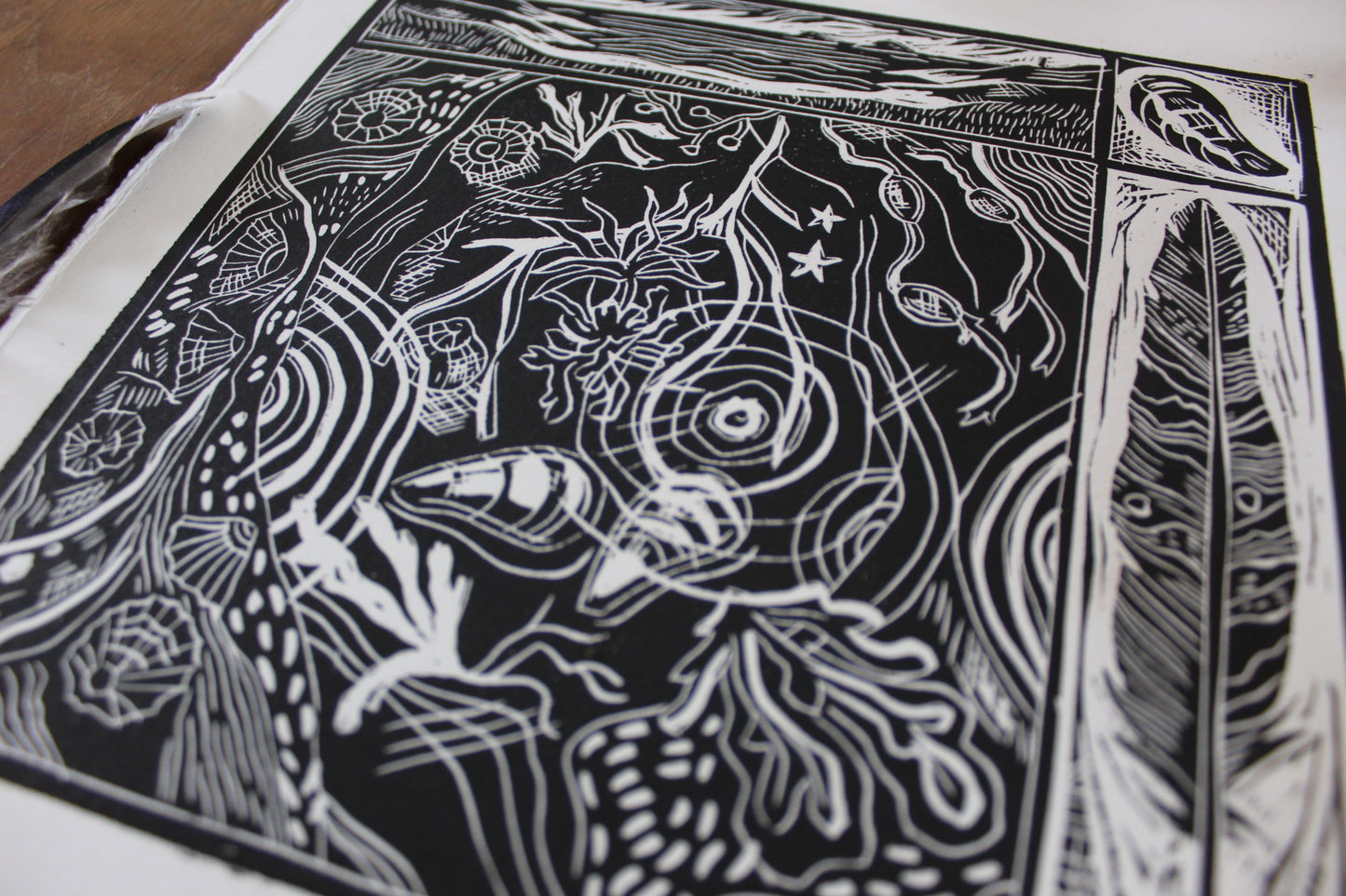 'Gemini' Zodiac, Limited Edition Lino Print, 25x25cm