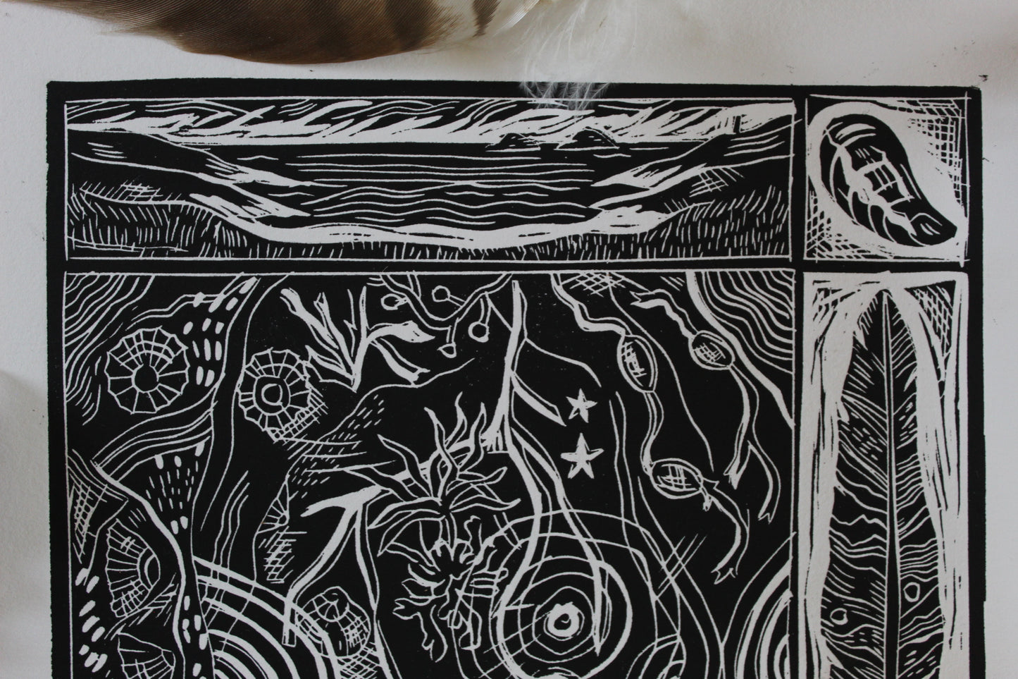 'Gemini' Zodiac, Limited Edition Lino Print, 25x25cm
