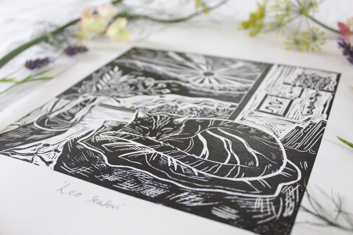 Leo Season Limited Edition Lino Print 20x20cm