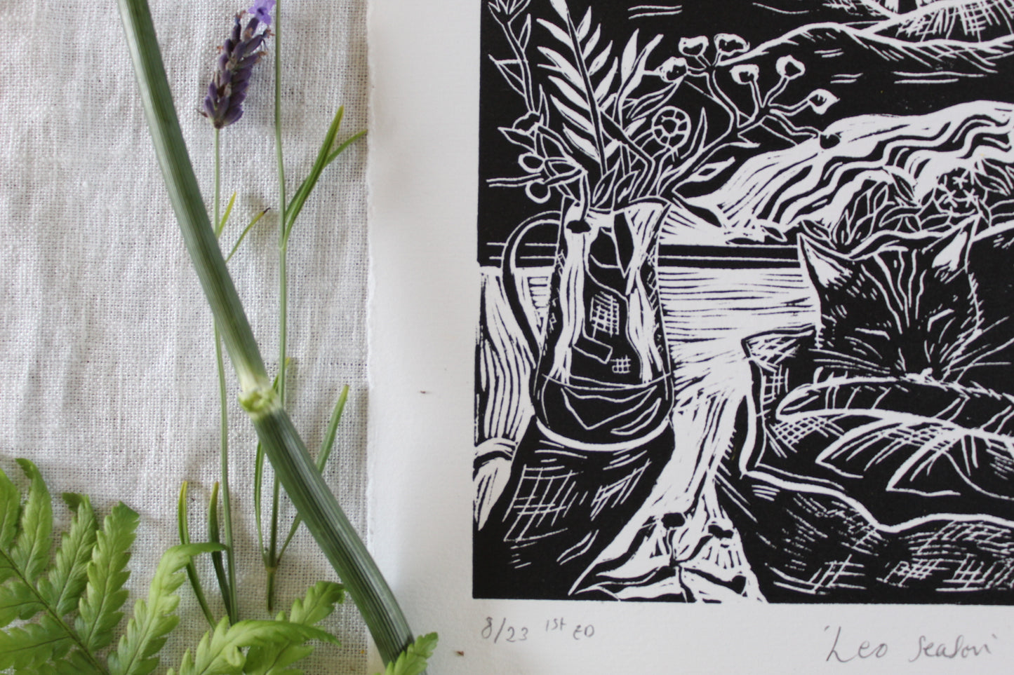 Leo Season Limited Edition Lino Print 20x20cm