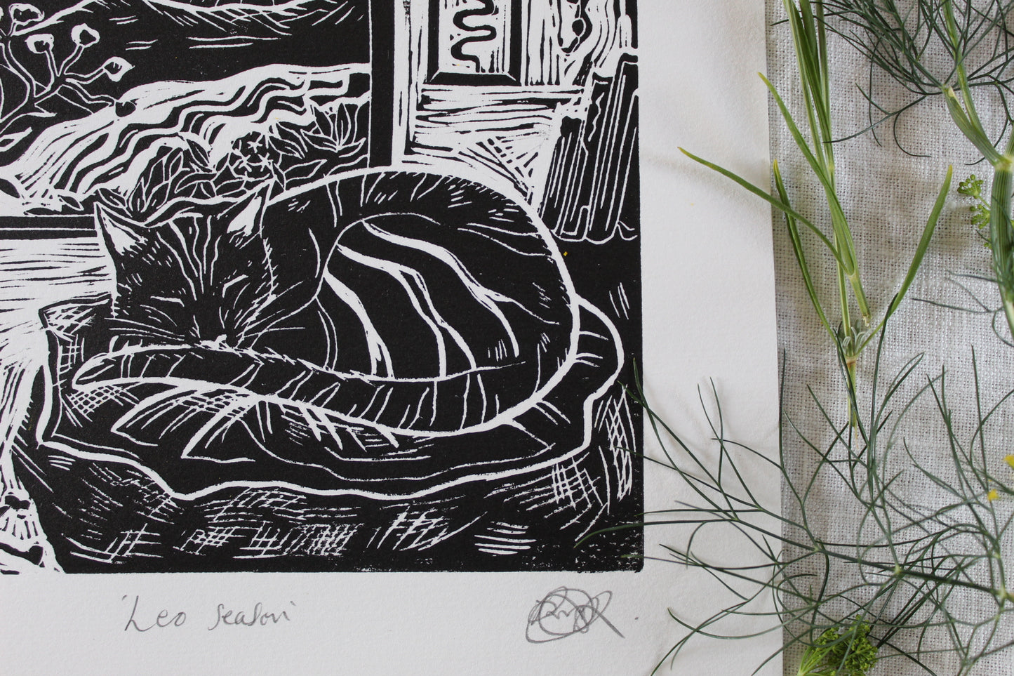 Leo Season Limited Edition Lino Print 20x20cm