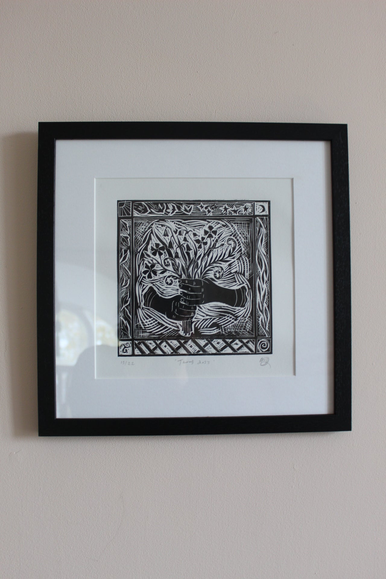 'Taurus Season' Framed limited edition lino print