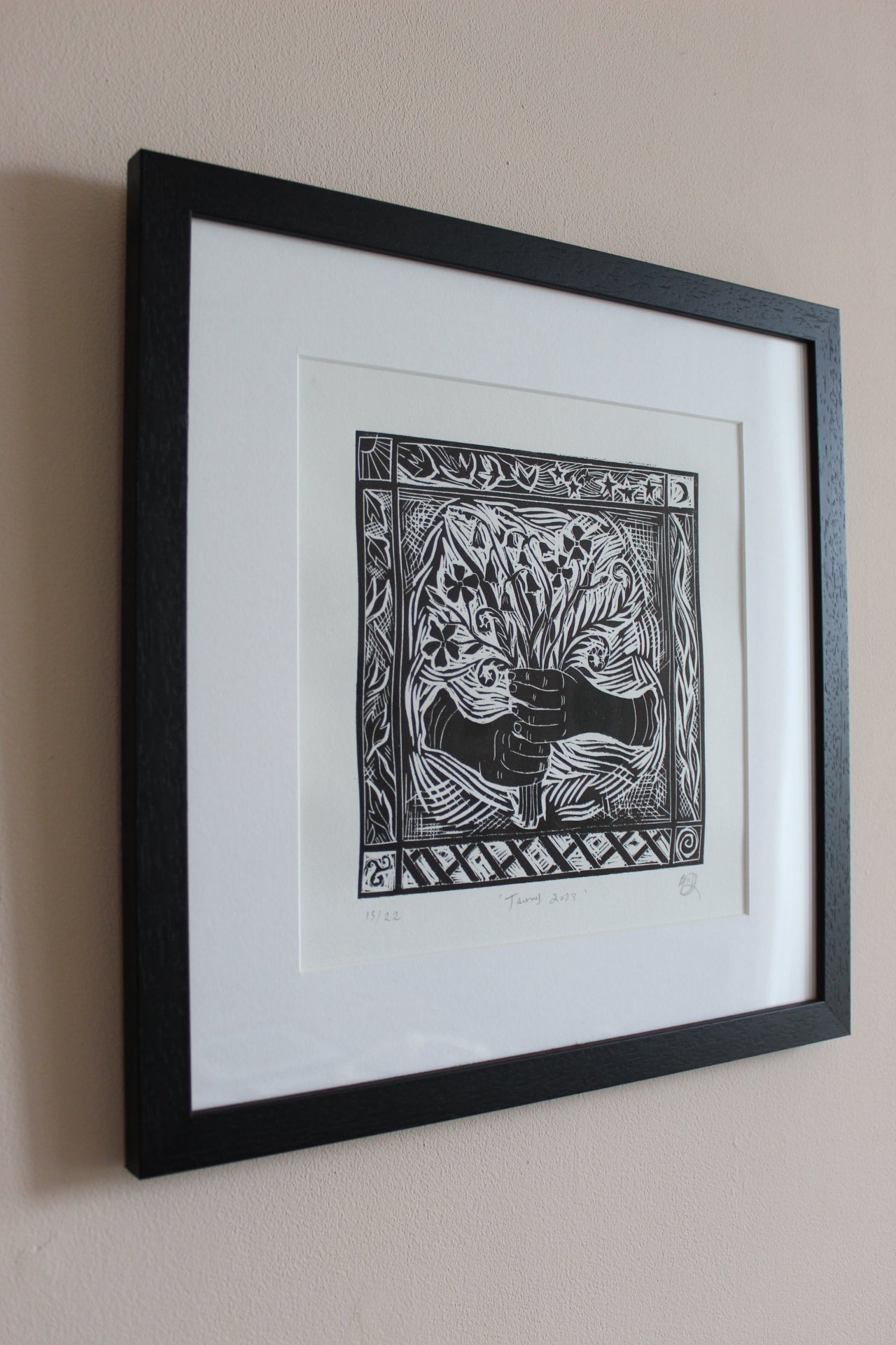 'Taurus Season' Framed limited edition lino print
