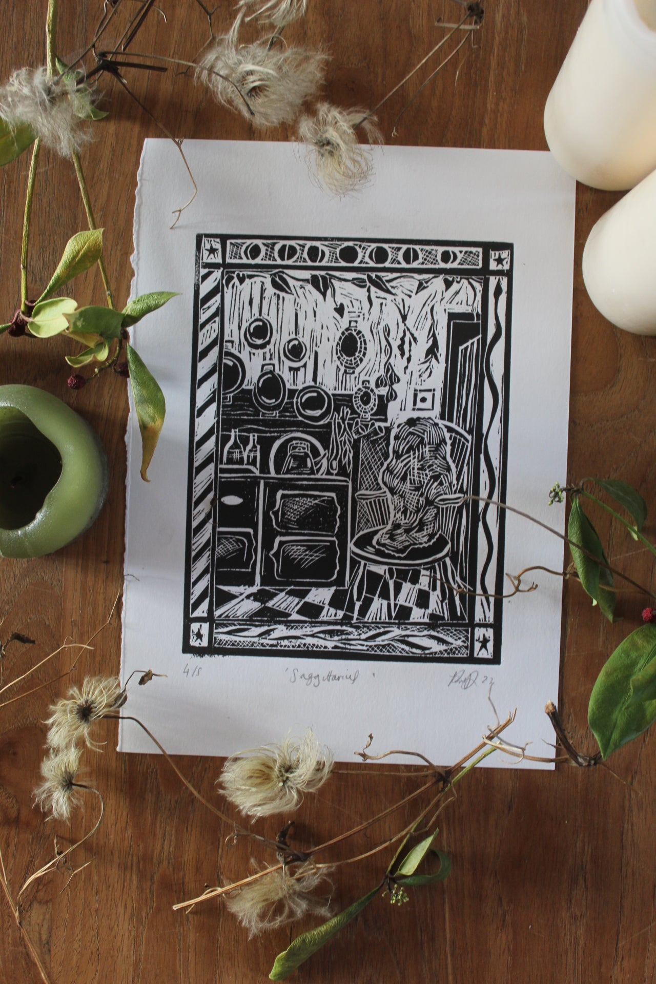 Sagittarius season print 2024, limited edition lino print