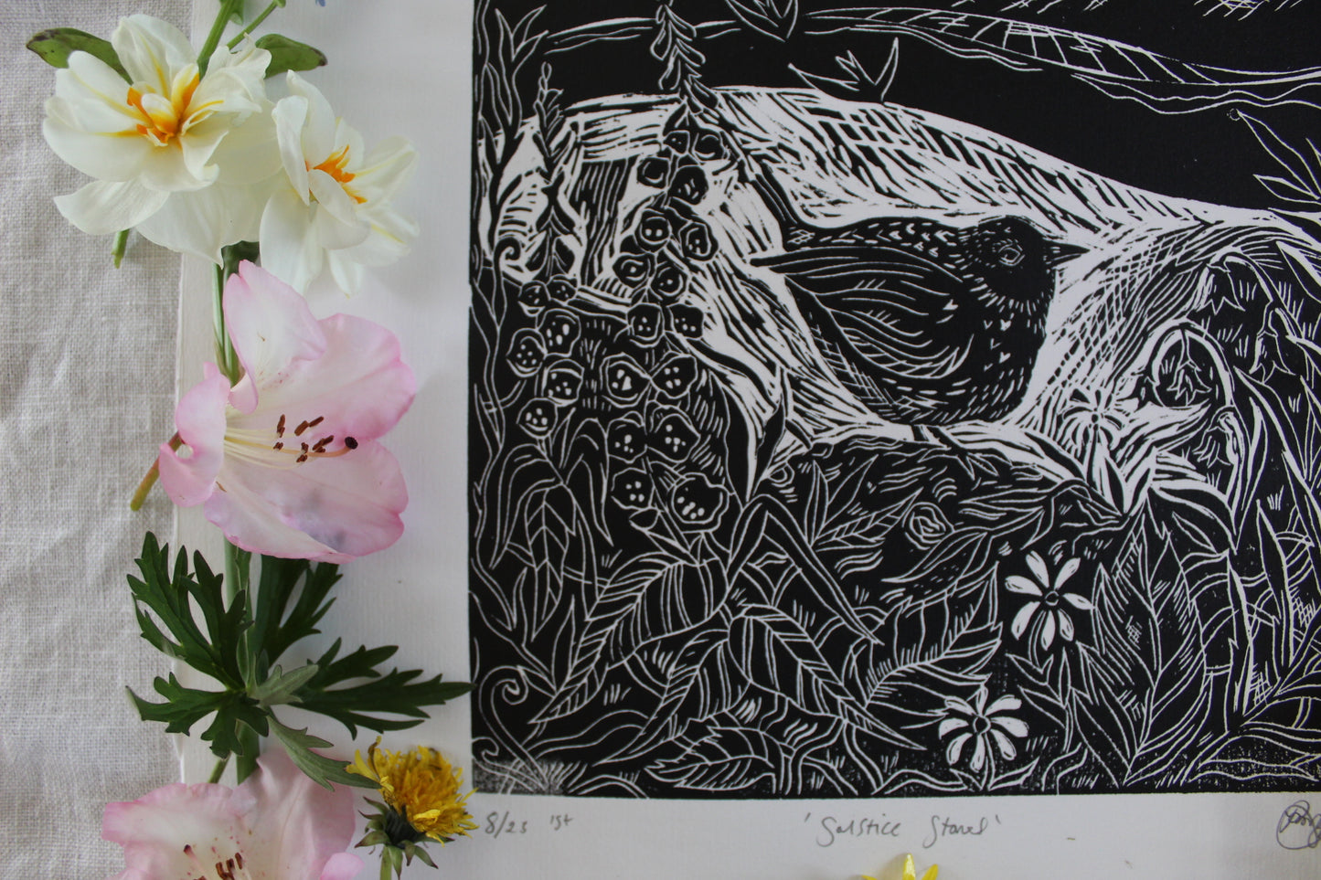 'Solstice Stones' Limited Edition lino print, 27.5 x 38cm