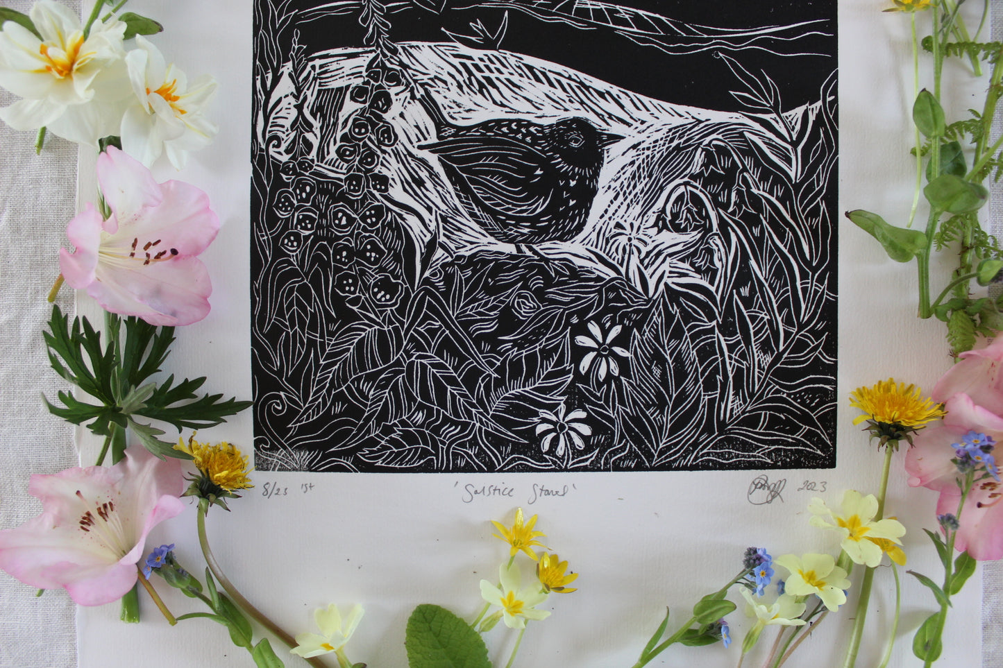 'Solstice Stones' Limited Edition lino print, 27.5 x 38cm