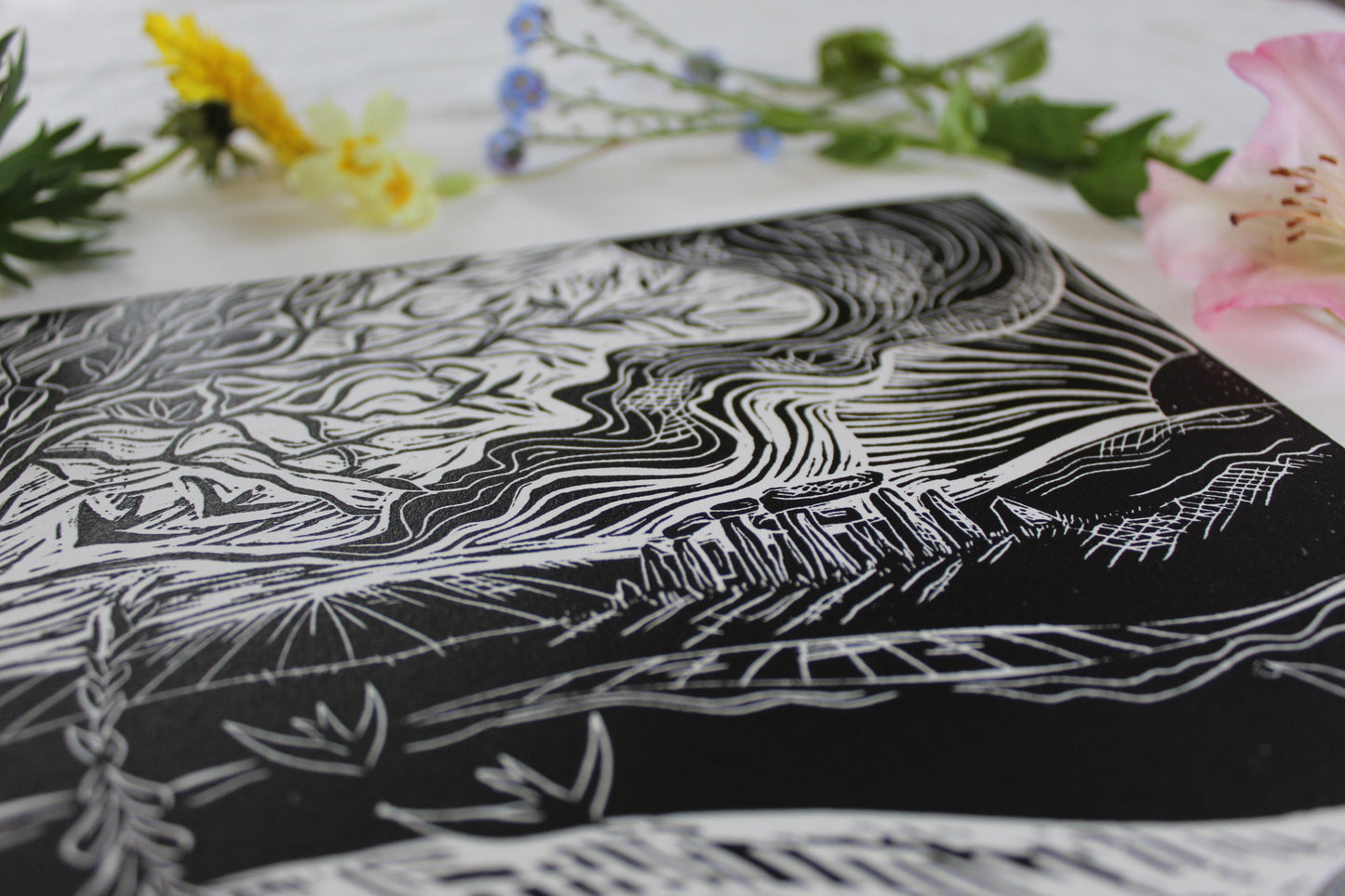 'Solstice Stones' Limited Edition lino print, 27.5 x 38cm