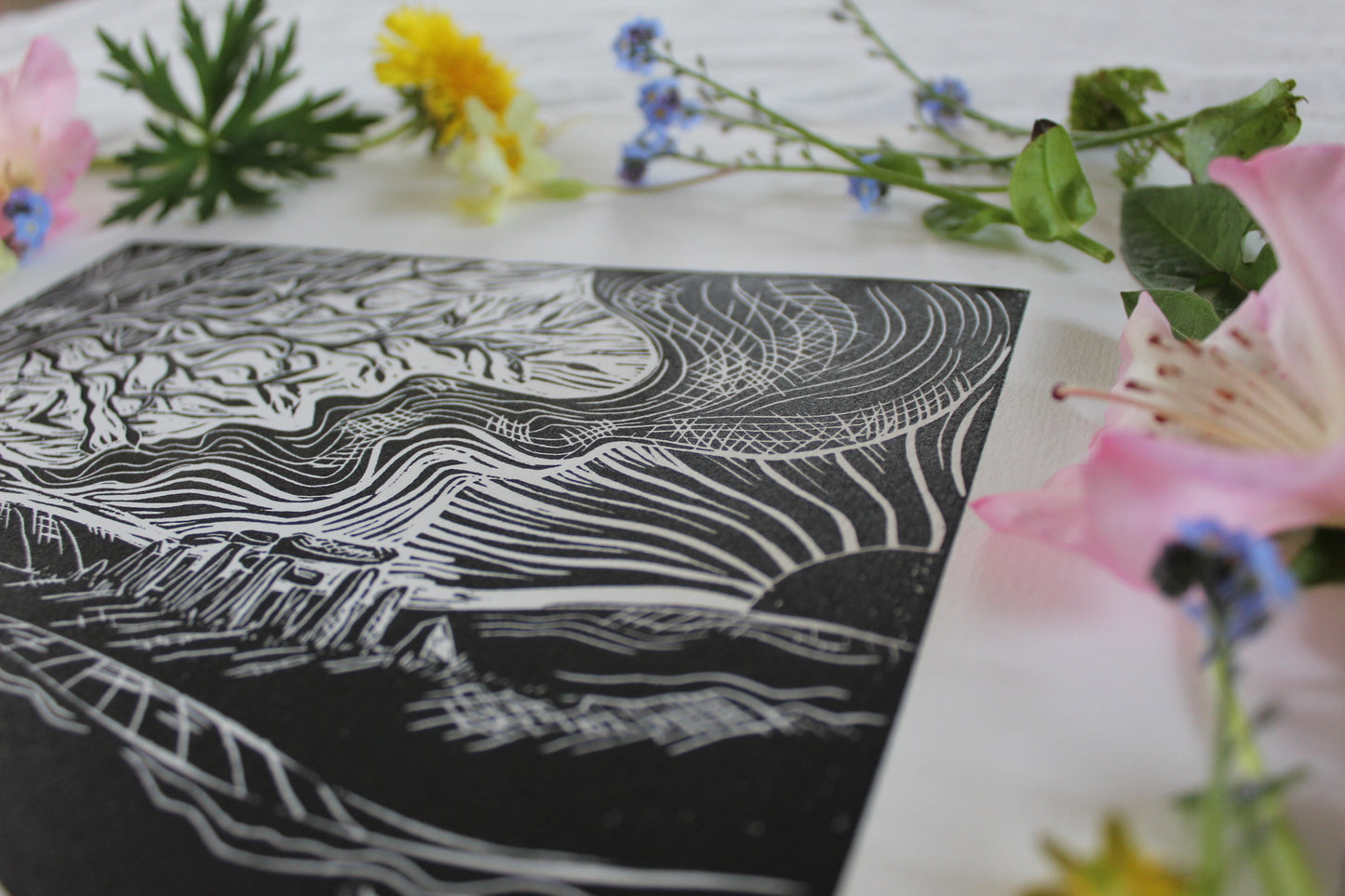 'Solstice Stones' Limited Edition lino print, 27.5 x 38cm