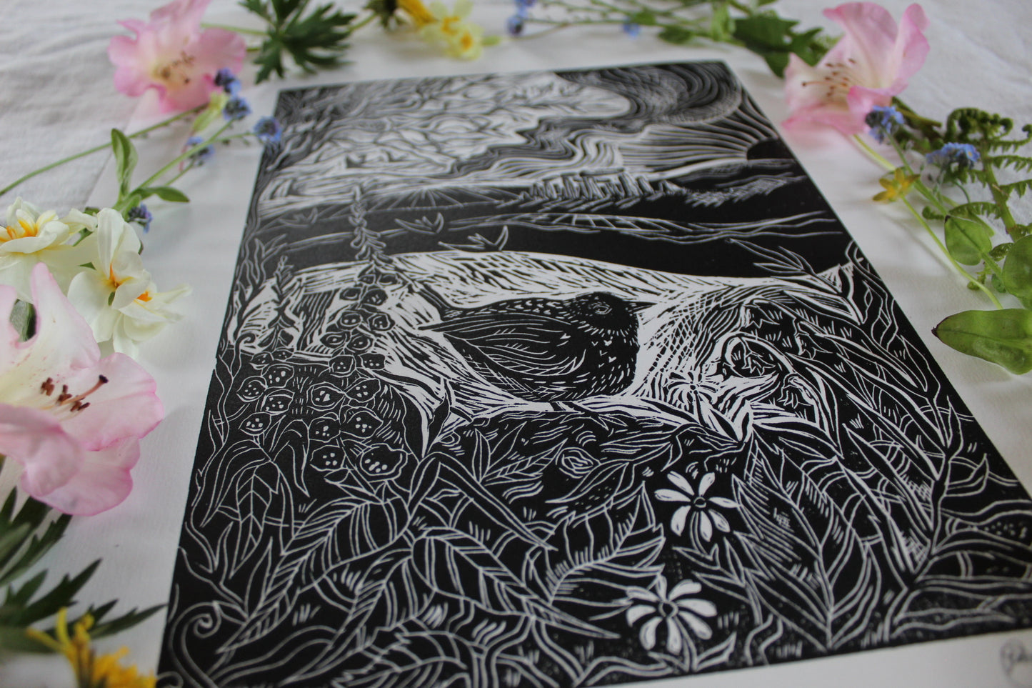'Solstice Stones' Limited Edition lino print, 27.5 x 38cm
