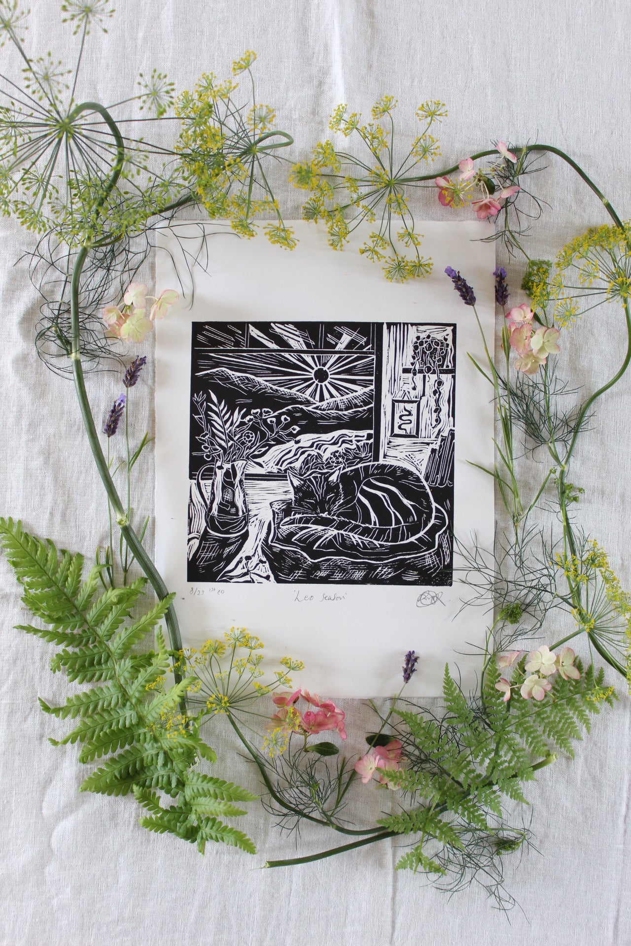 Leo Season Limited Edition Lino Print 20x20cm