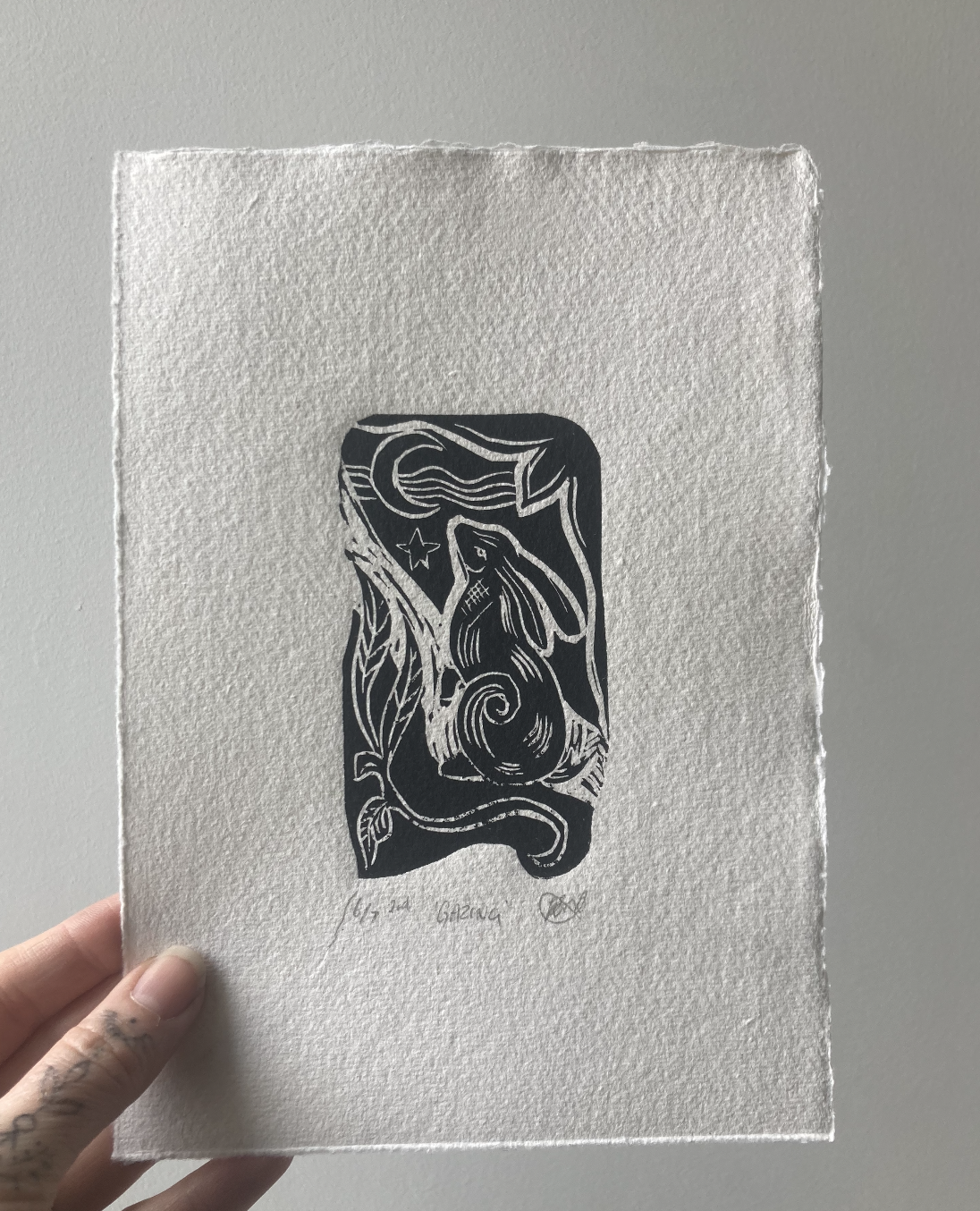 'Gazing' Limited Edition Lino Print, A5