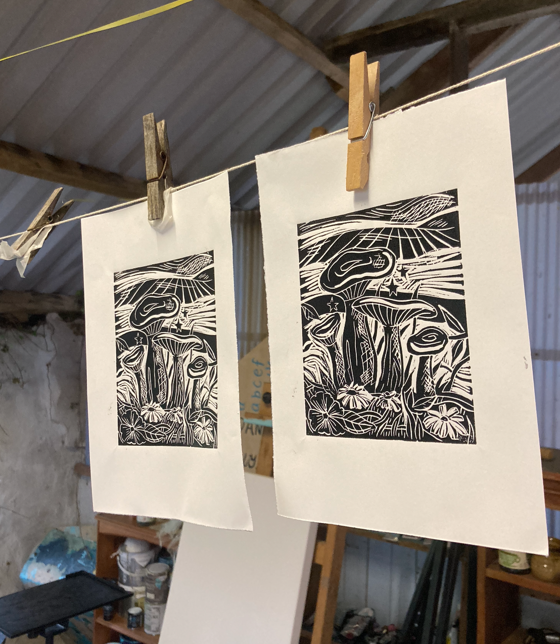 Libra Season Print, Lino print