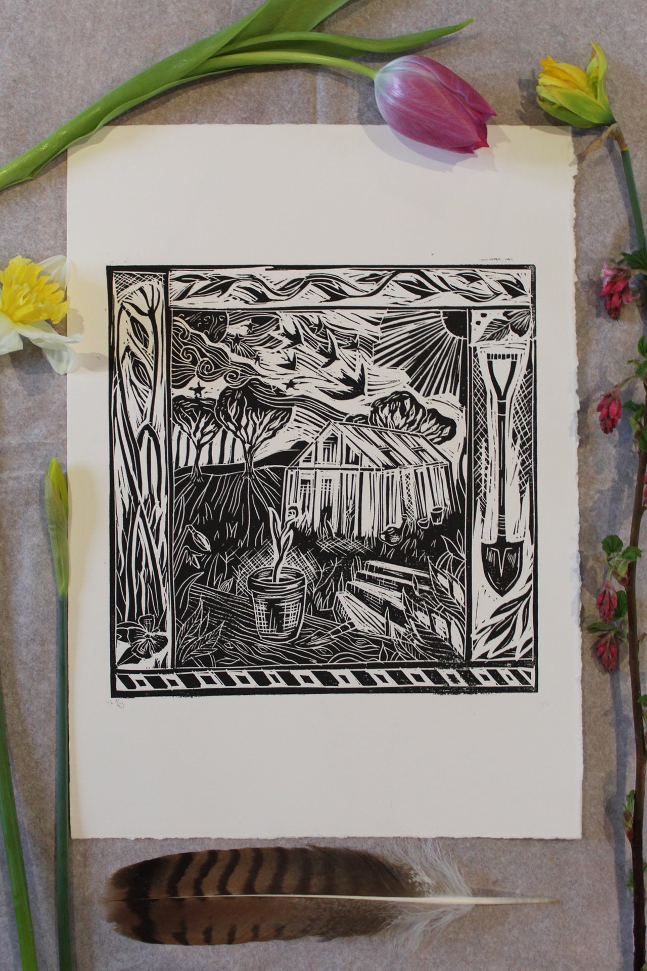 'Aries' season print 2023, limited edition lino print, 21 x 21cm