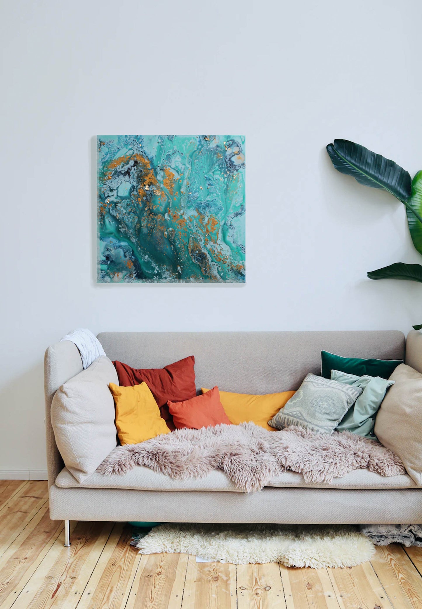 'Azure Blue seas' Original painting on canvas, 60cm x 60cm