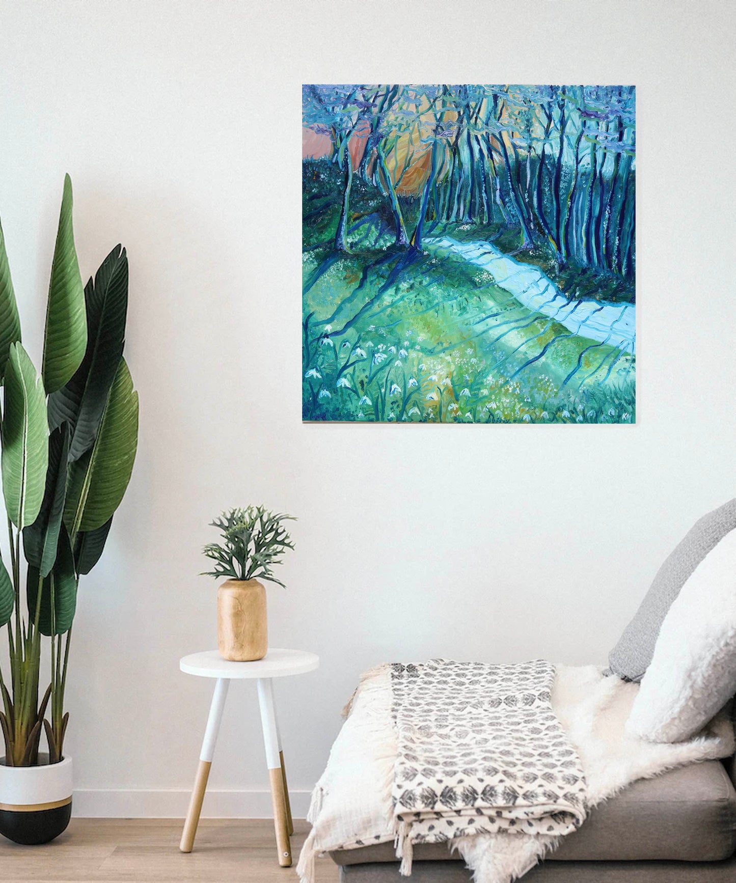 'Snowdrop sunset' Original oil on canvas, 50x50cm