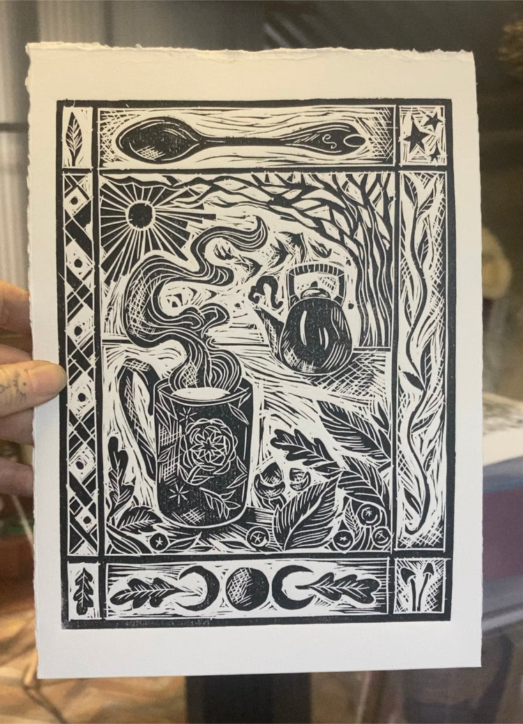 'Winter Sun' Limited edition lino print, 25x18cm