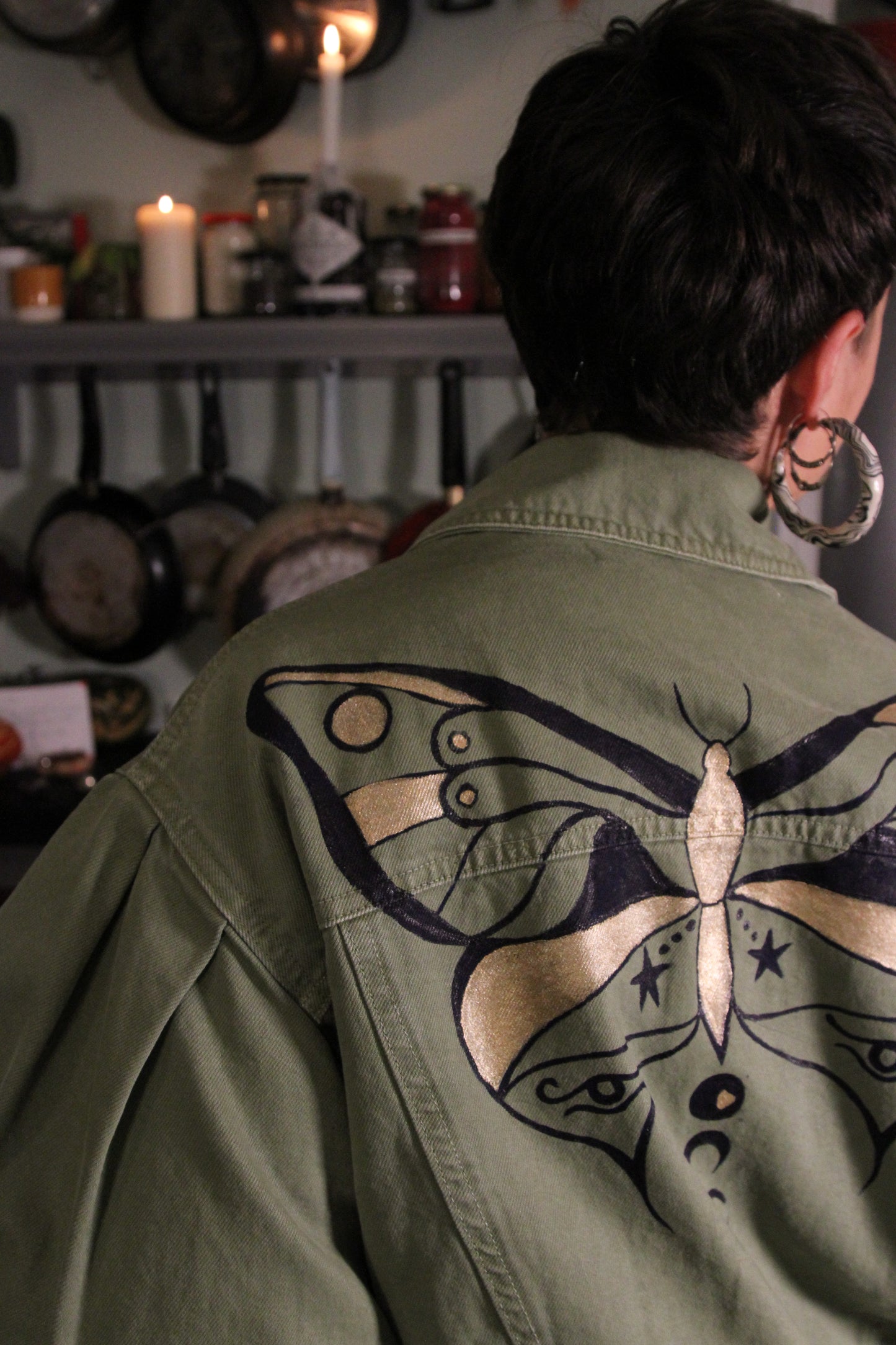 Hand painted Gold Butterfly Jacket