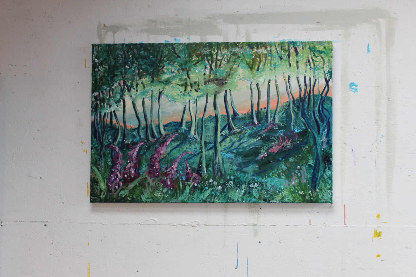 'Last of the summer foxgloves' Original Oil on Canvas 80x50cm