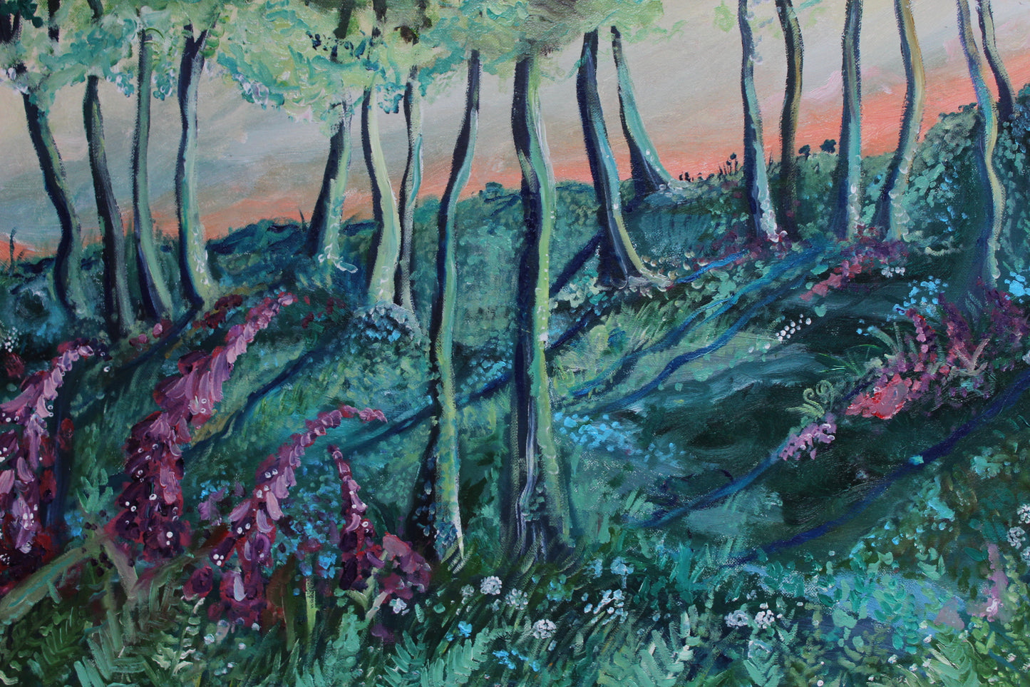 'Last of the summer foxgloves' Original Oil on Canvas 80x50cm