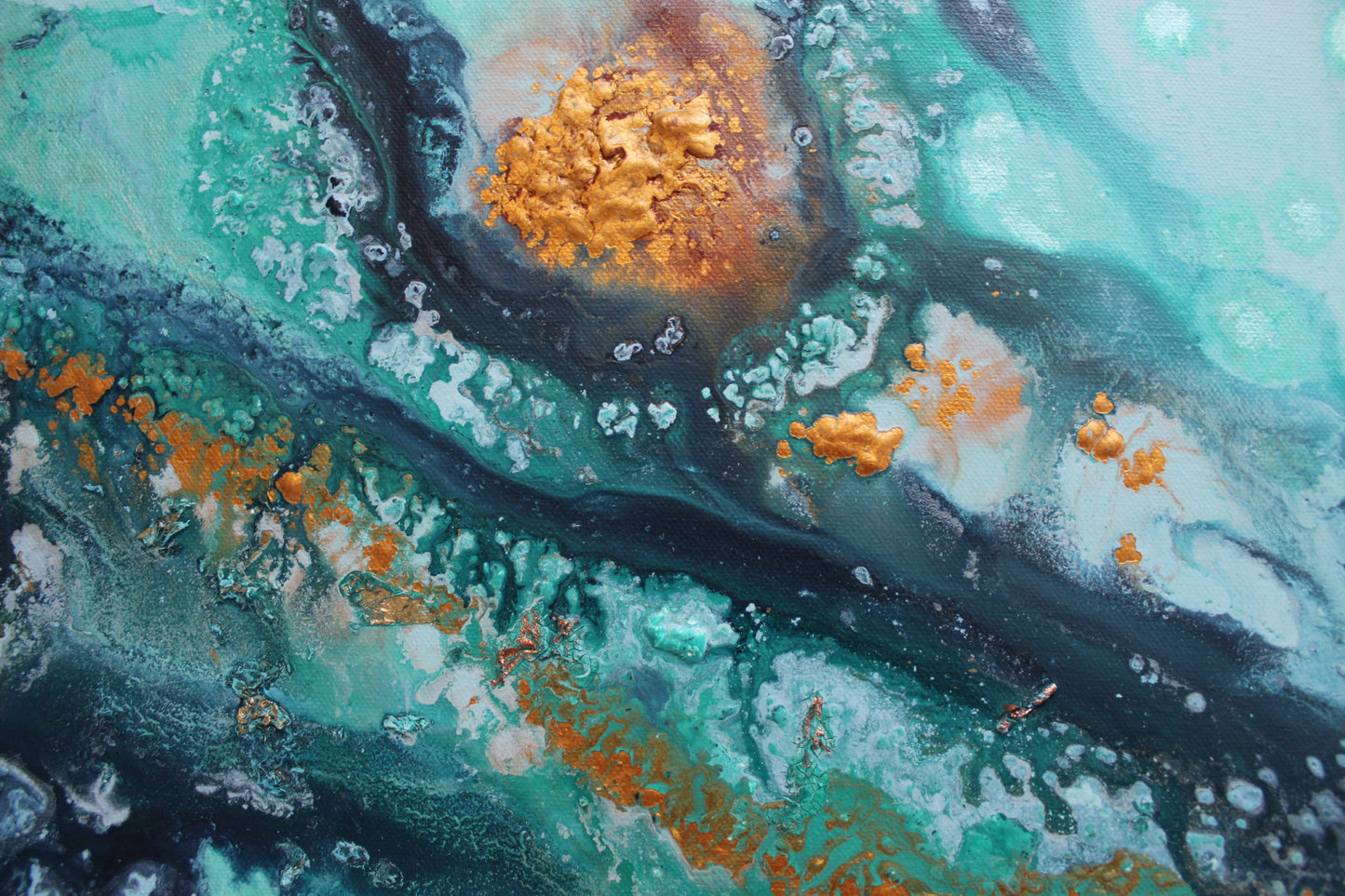 'Indigo seas' Original painting on canvas, 30 x 100cm