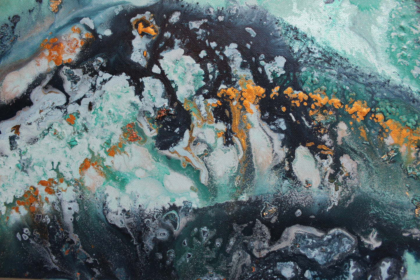 'Indigo seas' Original painting on canvas, 30 x 100cm