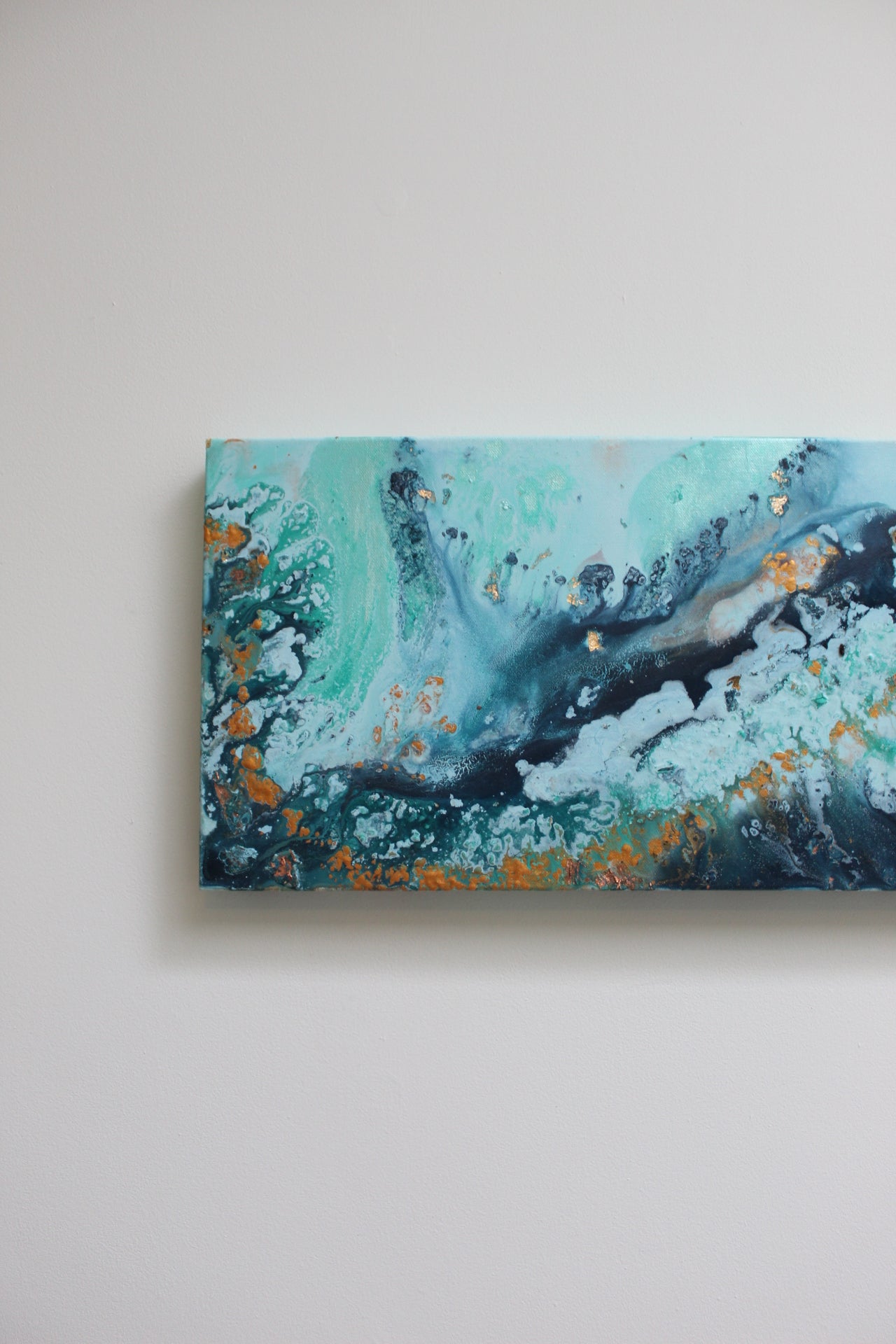 'Indigo seas' Original painting on canvas, 30 x 100cm