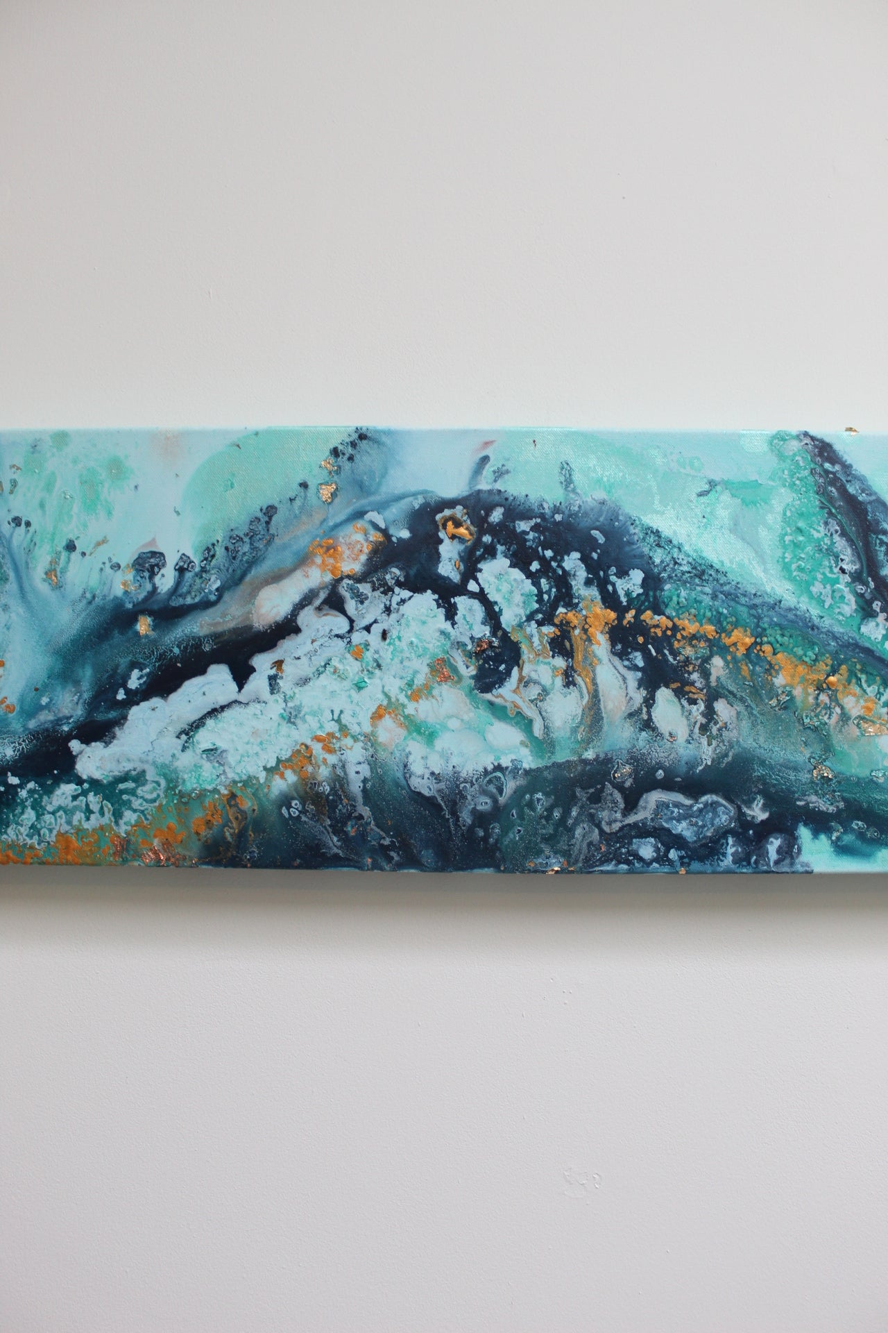 'Indigo seas' Original painting on canvas, 30 x 100cm
