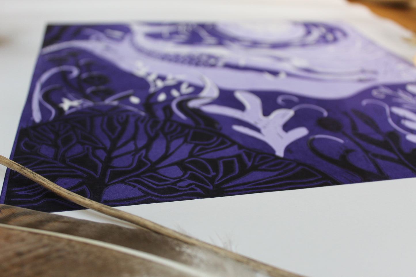 'Mermaid of Zennor' Limited Edition Lino Cut, 30 x 30cm