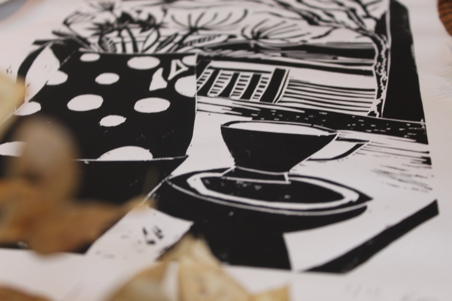 'Spotted Jug' Limited Edition, Lino Print A3