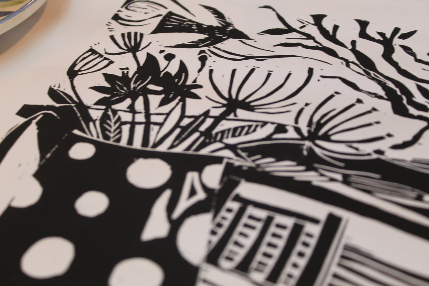 'Spotted Jug' Limited Edition, Lino Print A3