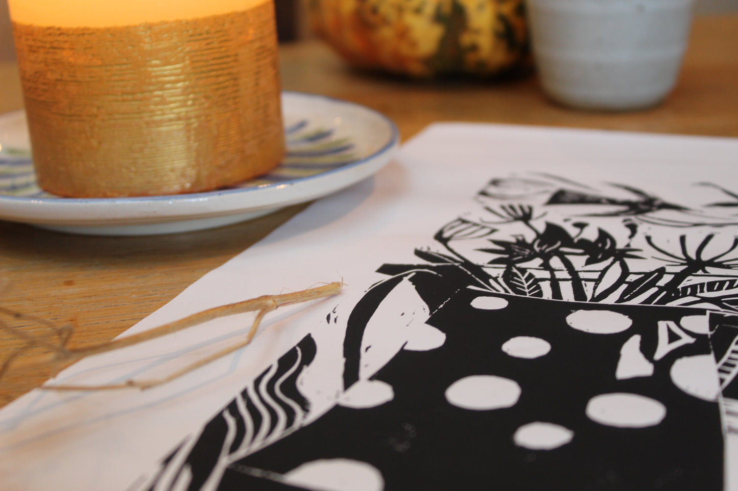 'Spotted Jug' Limited Edition, Lino Print A3