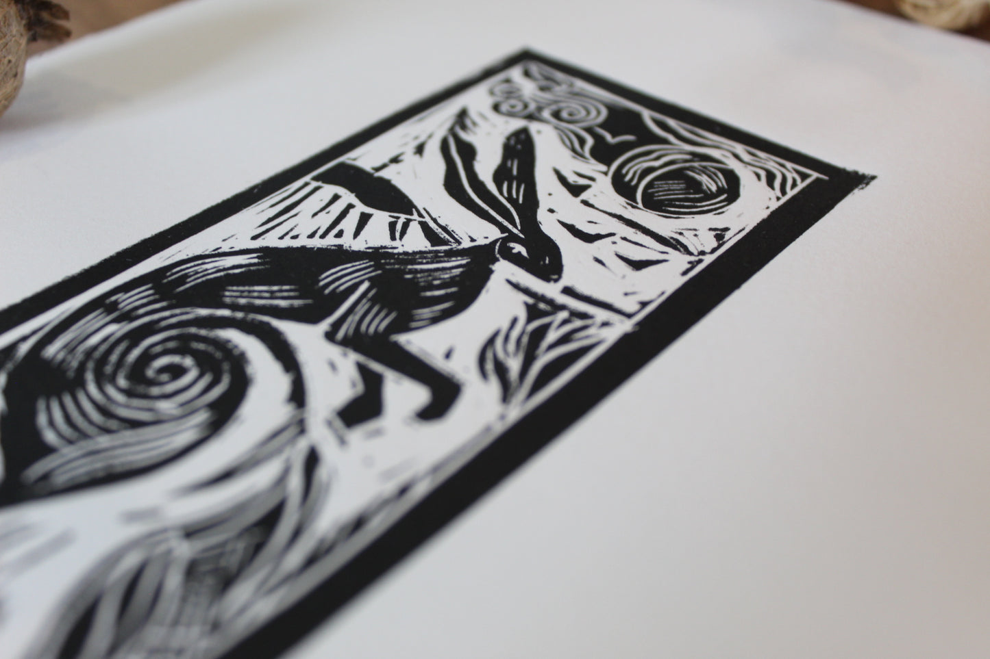 'Full Moon' Limited Edition Lino Print, paper 17.5cm x 25 cm