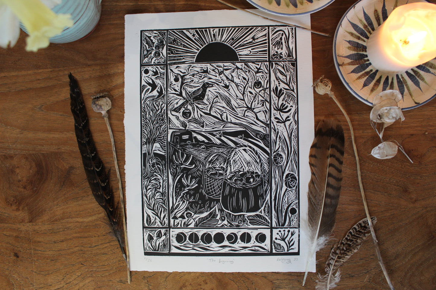 'The Beginning' Limited Edition Lino Print, Paper 35x25cm