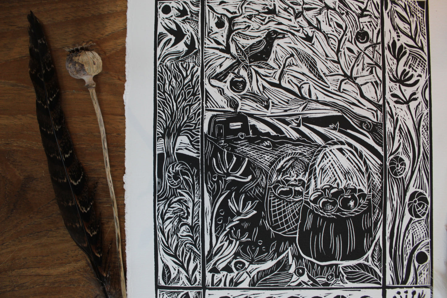 'The Beginning' Limited Edition Lino Print, Paper 35x25cm