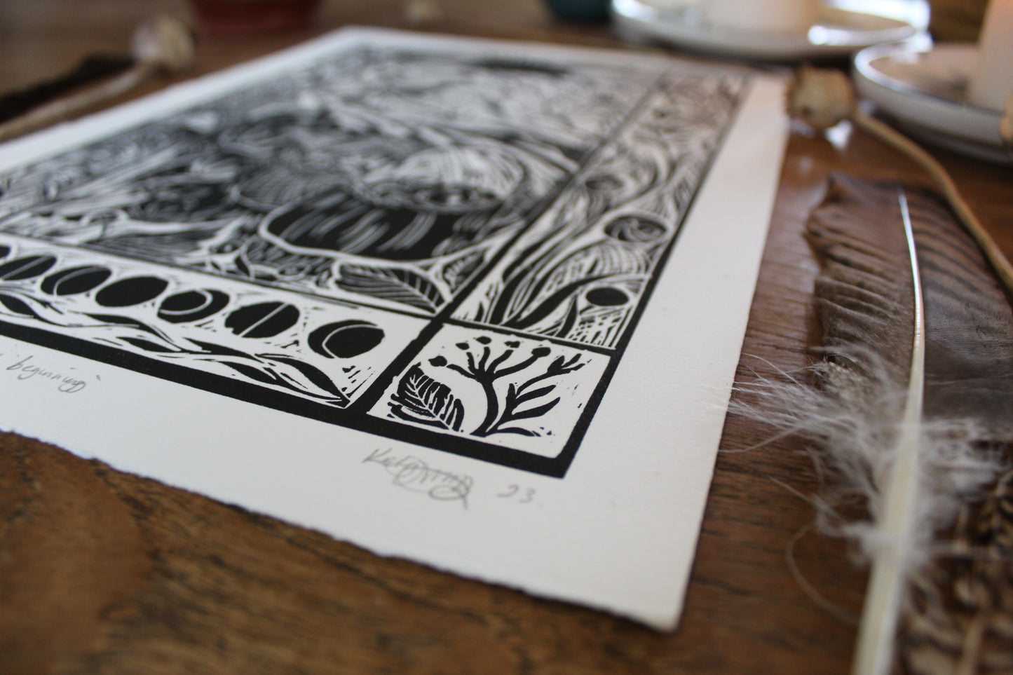 'The Beginning' Limited Edition Lino Print, Paper 35x25cm