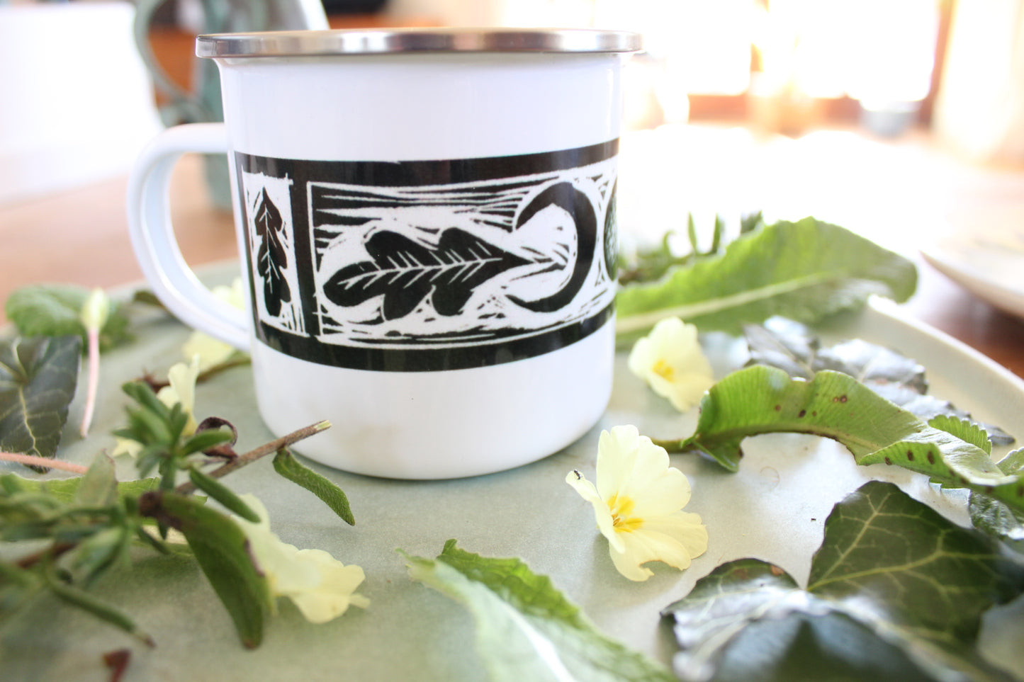 'The Goddess' Ferns and Flow Printed, Enamel Mug
