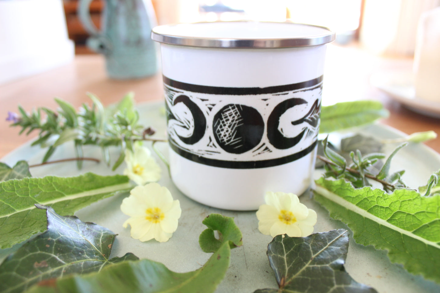 'The Goddess' Ferns and Flow Printed, Enamel Mug
