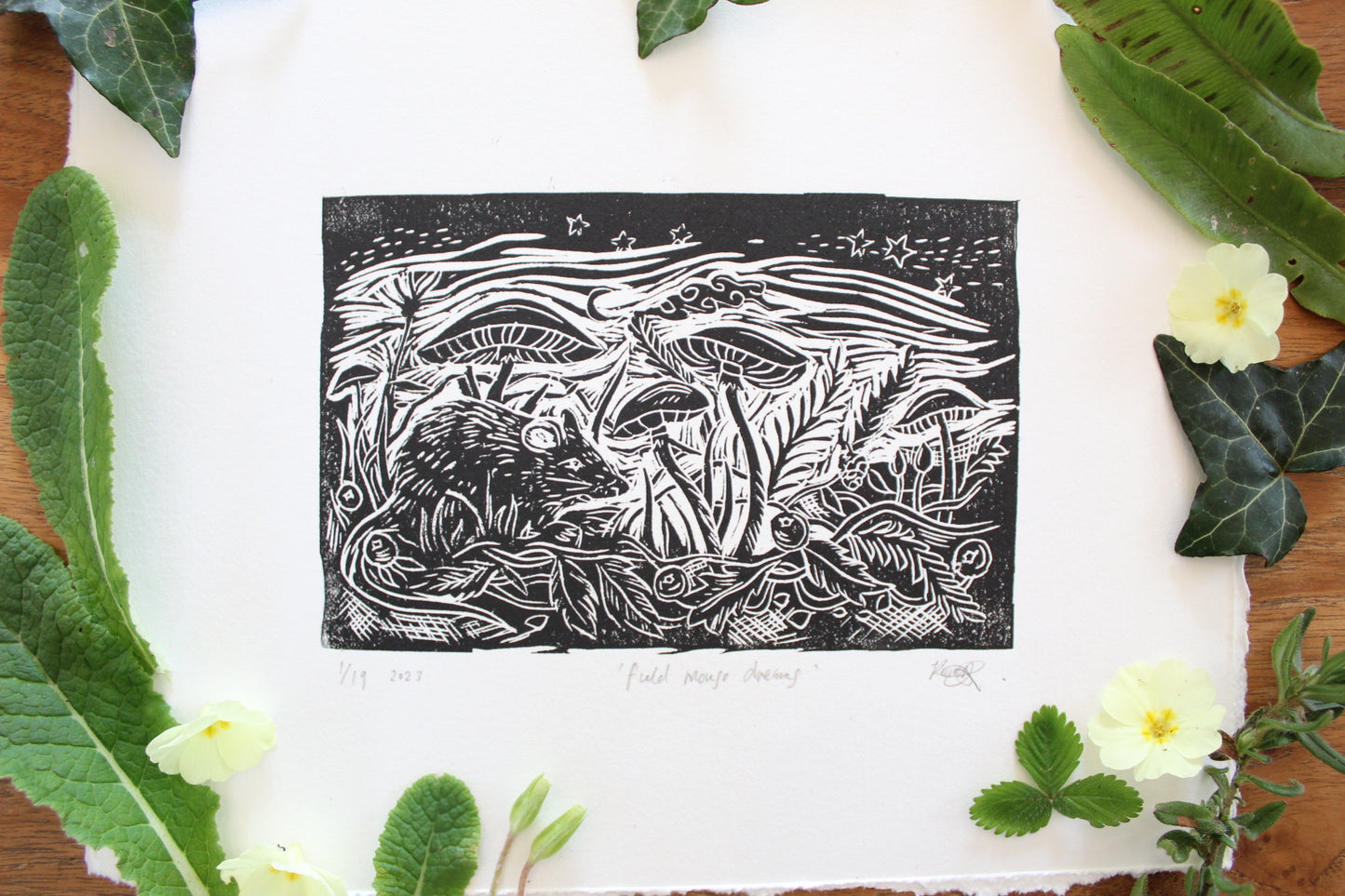 'Door Mouse Dreams' Limited edition lino print, 16x12 cm