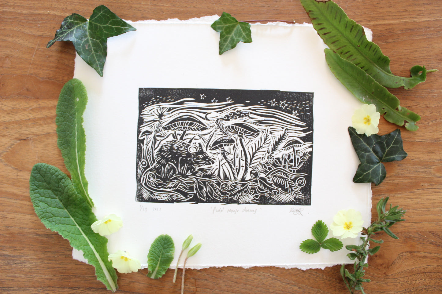 'Door Mouse Dreams' Limited edition lino print, 16x12 cm