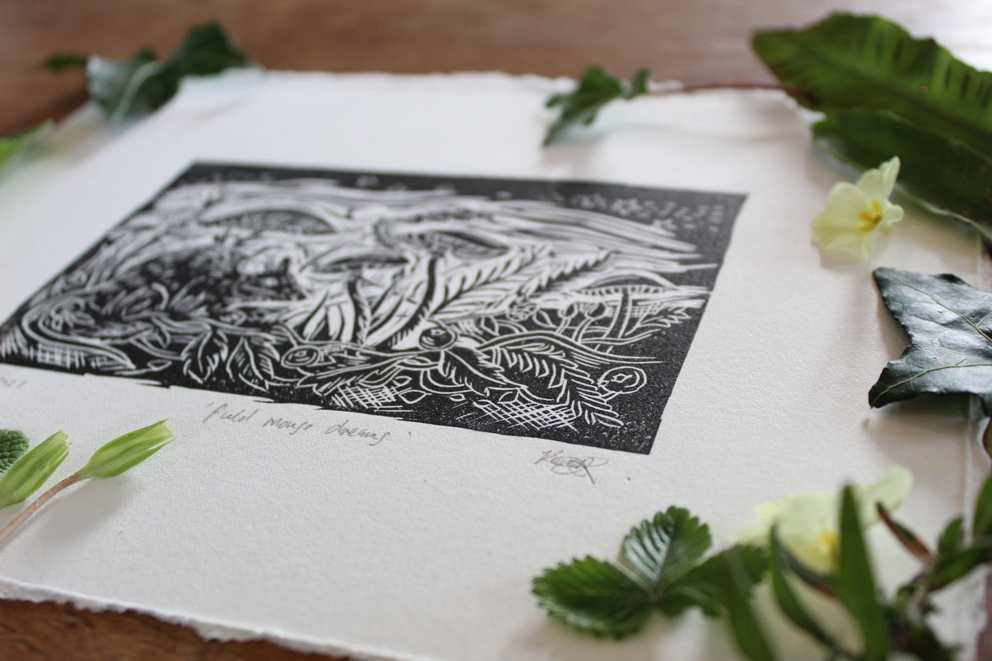 'Door Mouse Dreams' Limited edition lino print, 16x12 cm