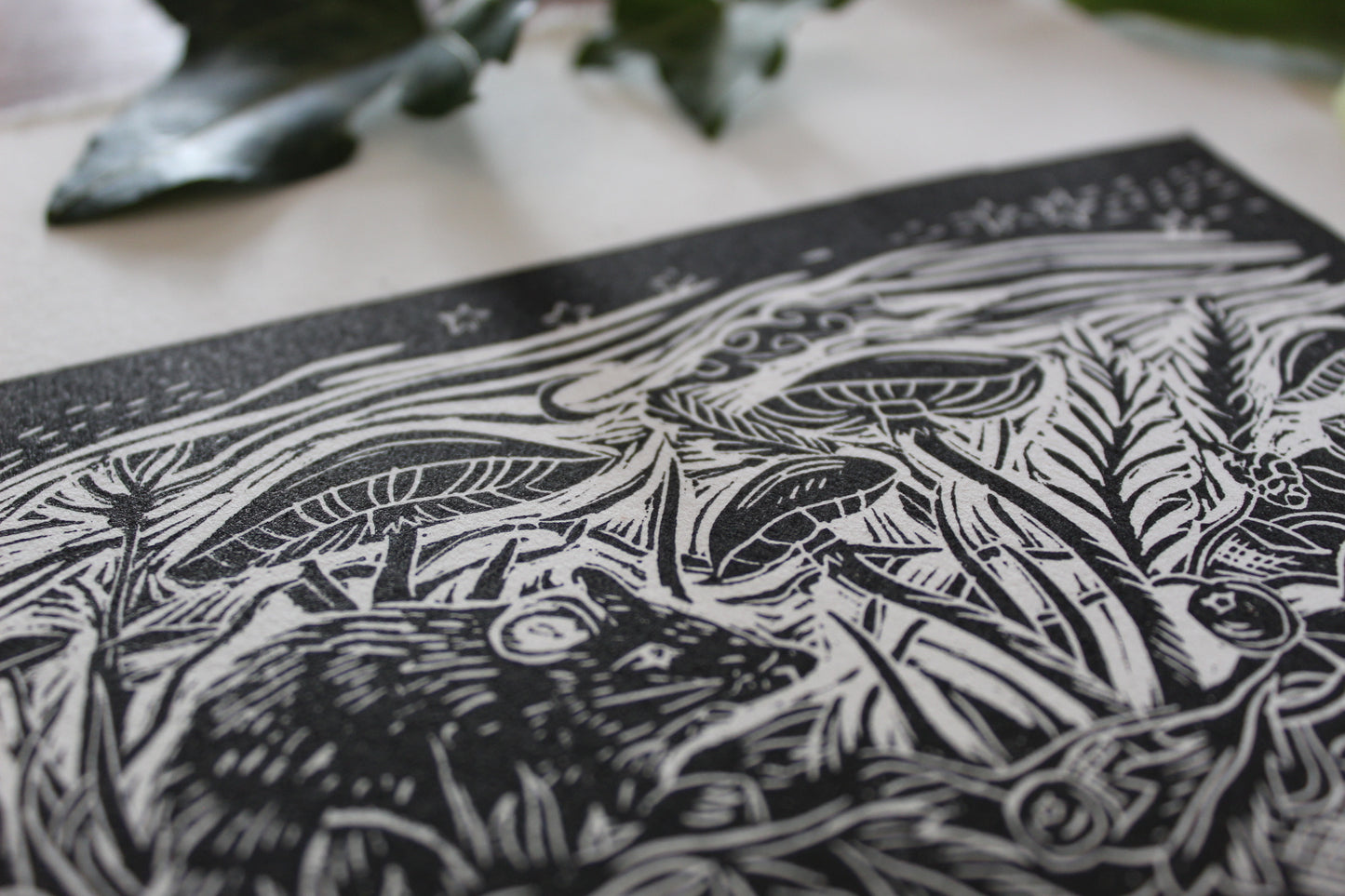 'Door Mouse Dreams' Limited edition lino print, 16x12 cm