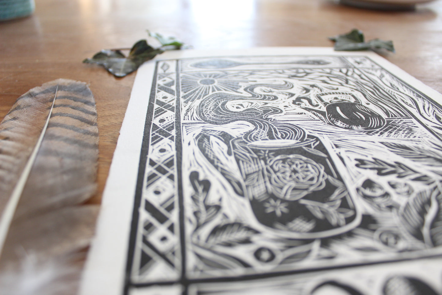 'Winter Sun' Limited edition lino print, 25x18cm