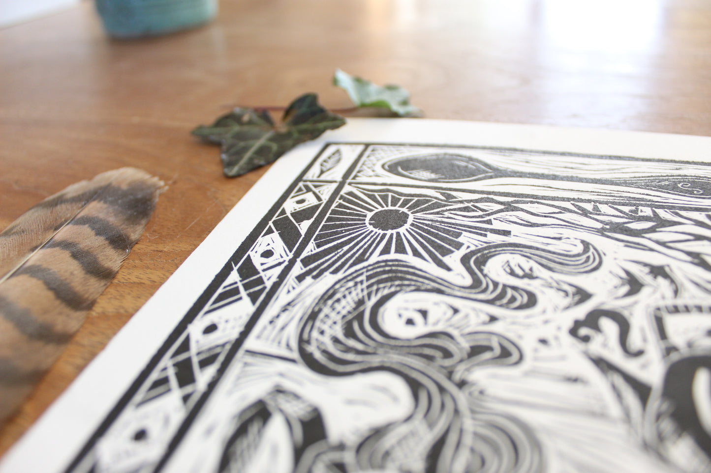 'Winter Sun' Limited edition lino print, 25x18cm