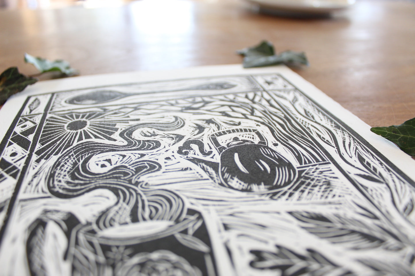'Winter Sun' Limited edition lino print, 25x18cm