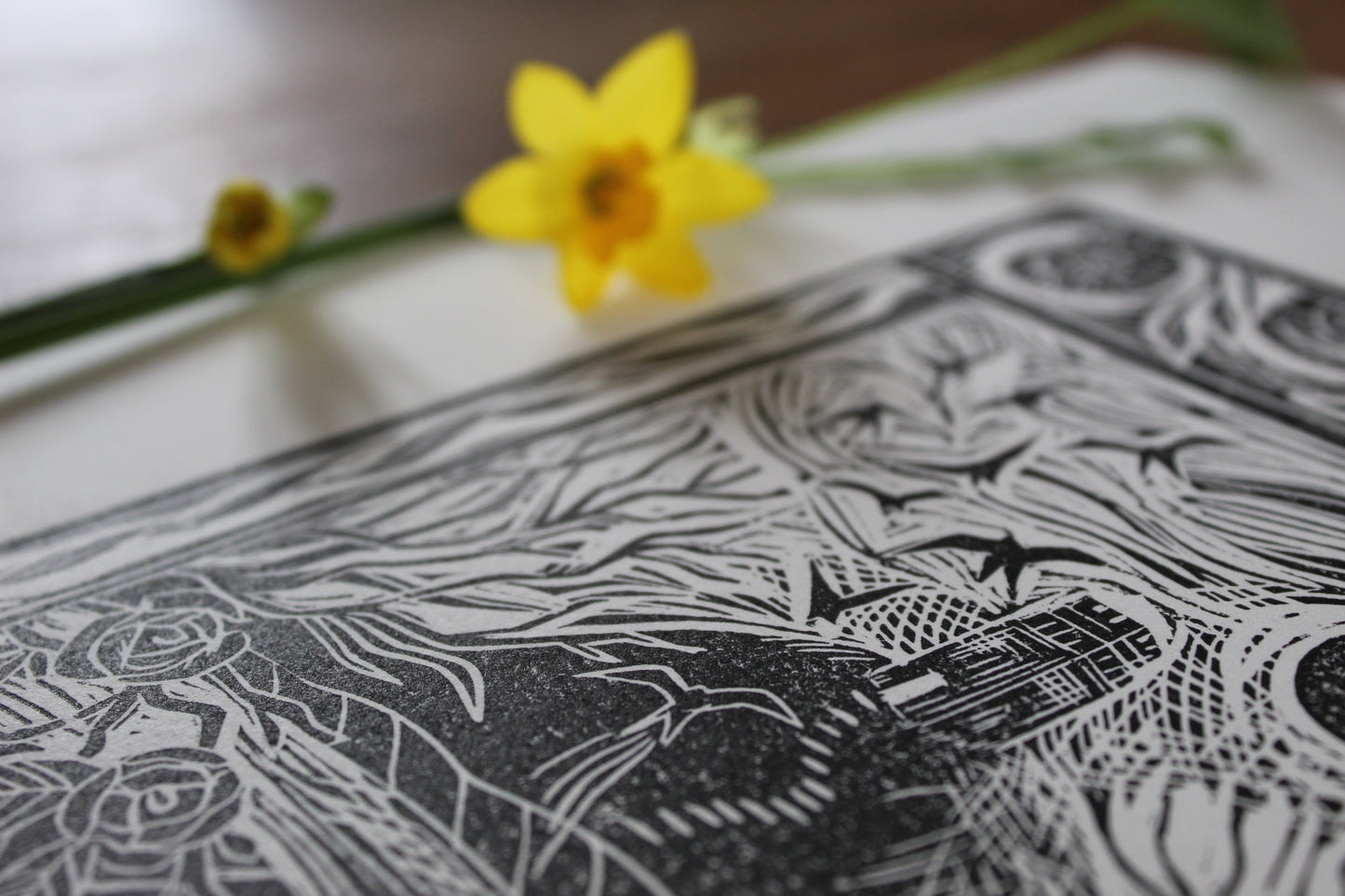 'The Tor, Chalice Wells Gardens' Limited edition lino print, 25x 34cm