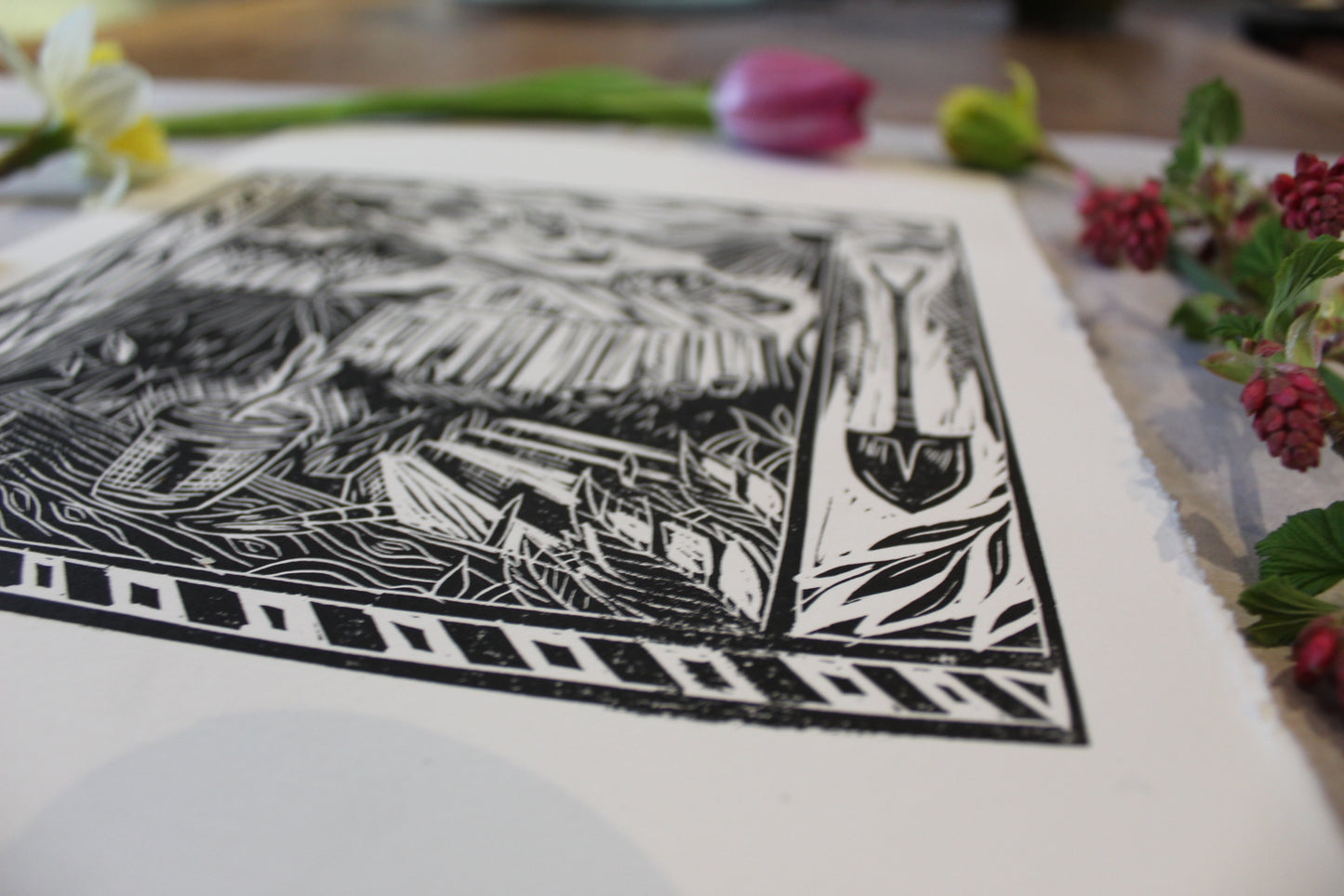 'Aries' season print 2023, limited edition lino print, 21 x 21cm