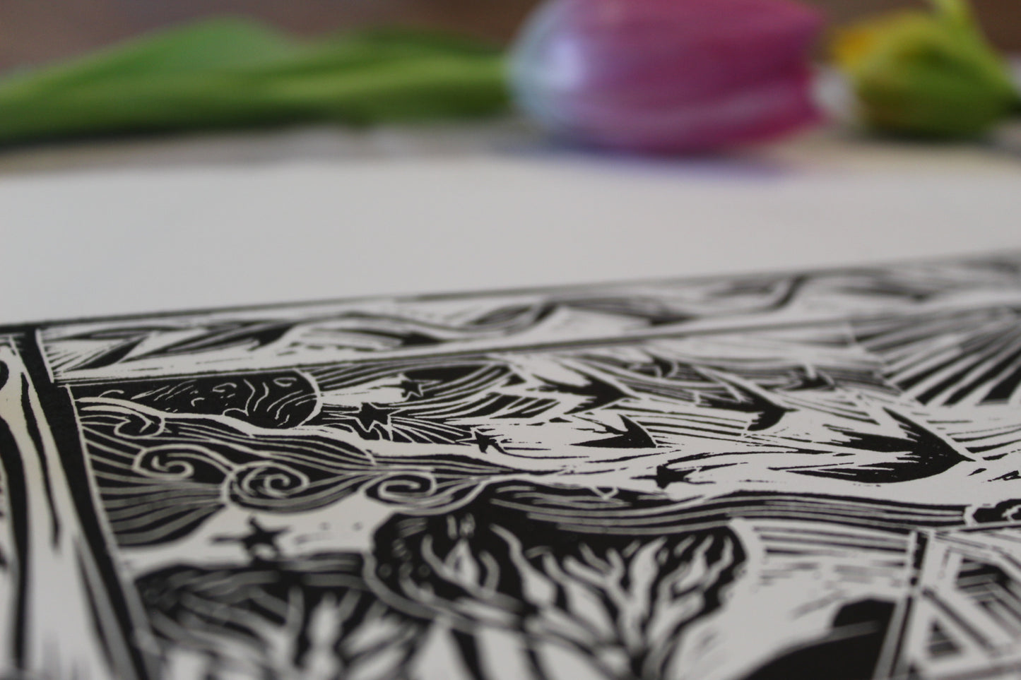 'Aries' season print 2023, limited edition lino print, 21 x 21cm