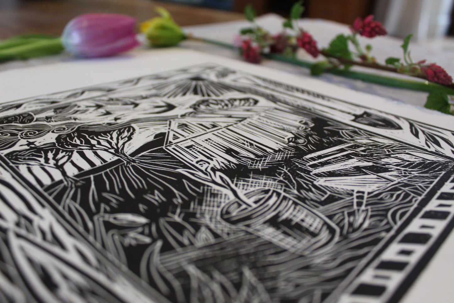 'Aries' season print 2023, limited edition lino print, 21 x 21cm